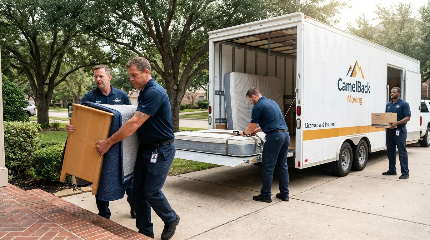 Crew loading residential truck for cross-state move from Cut Bank, MT
