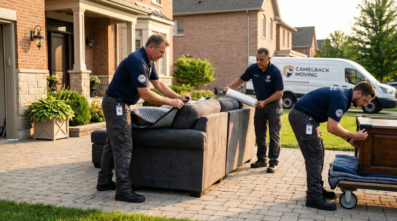 Large estate moving crew wrapping furniture in Cut Bank, MT
